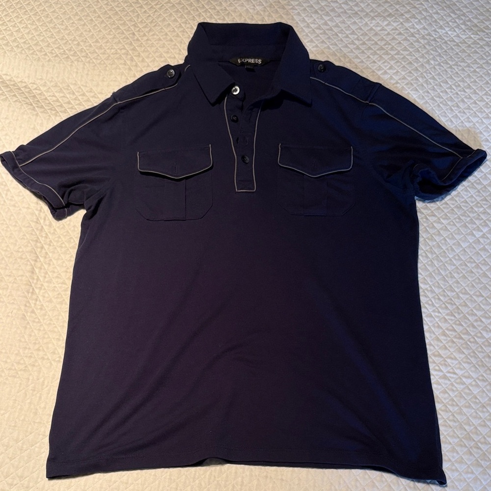 Express Men's Dark Blue Polo Shirt